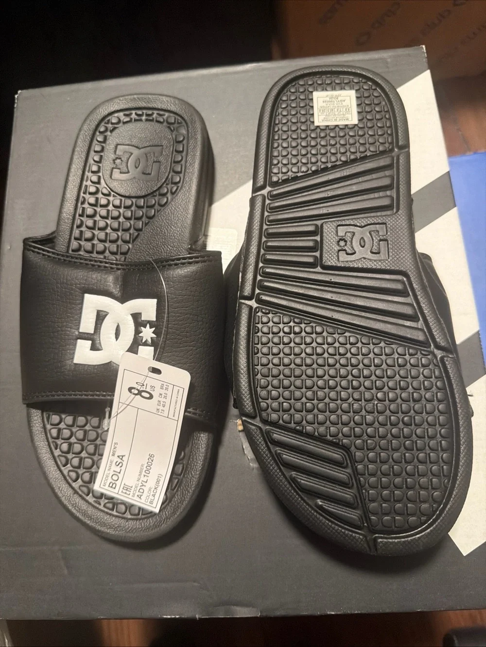 DC Shoes Bolsa Mens Slide Sandals Black White